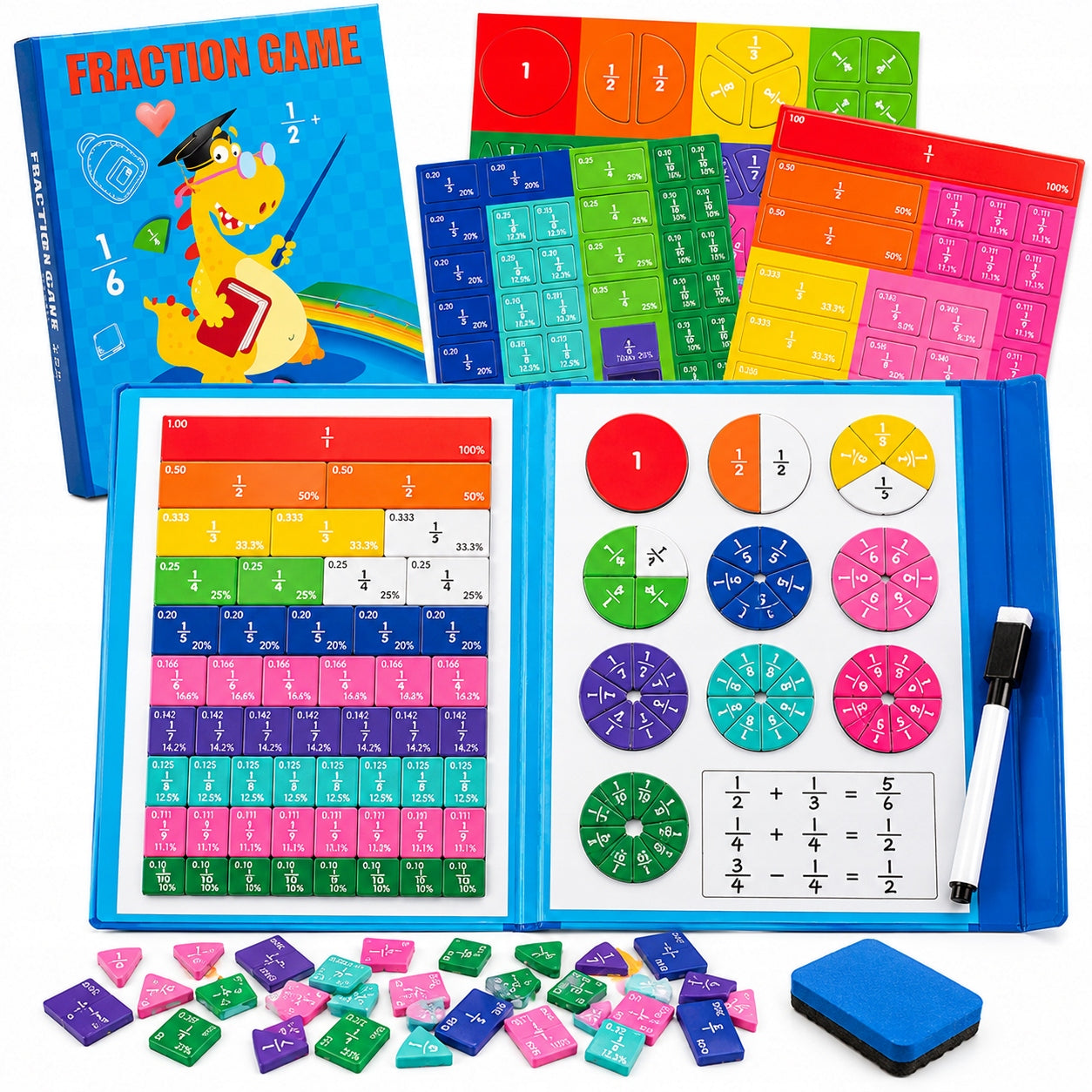 Magnetic Fraction Learning Kit Educational Math Help for Kids