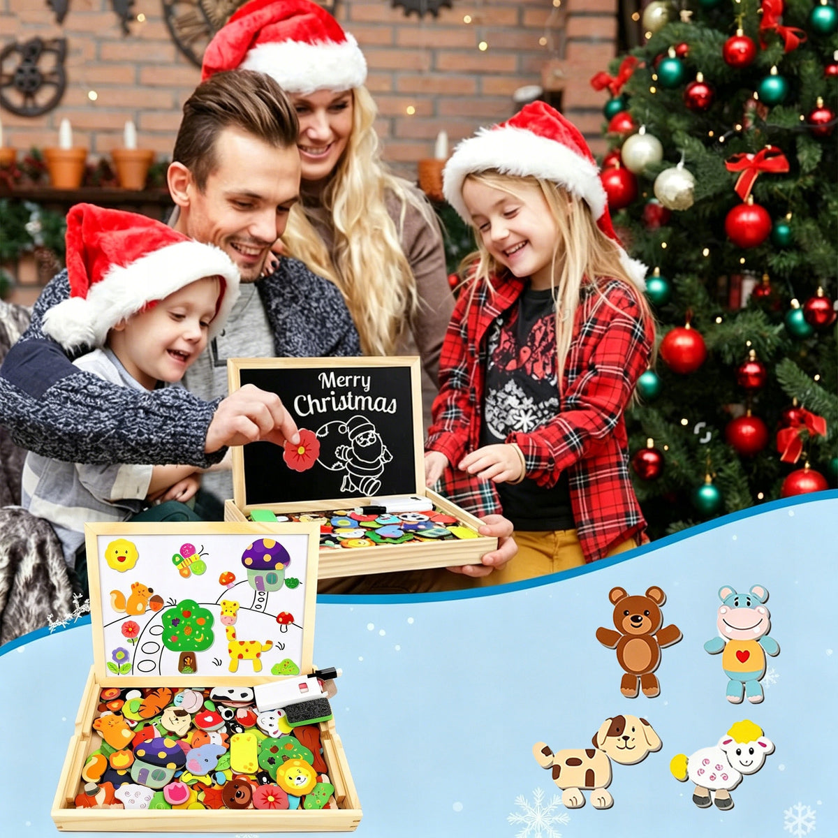 Magnetic Puzzle Animals Double Sided Board 115pcs Educational Children Brand no brand