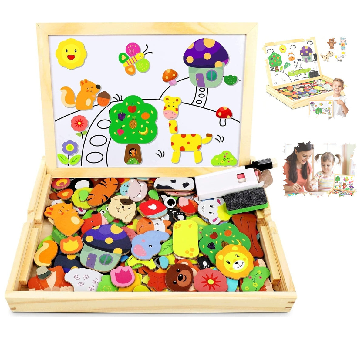 Magnetic Puzzle Animals Double Sided Board 115pcs Educational Children