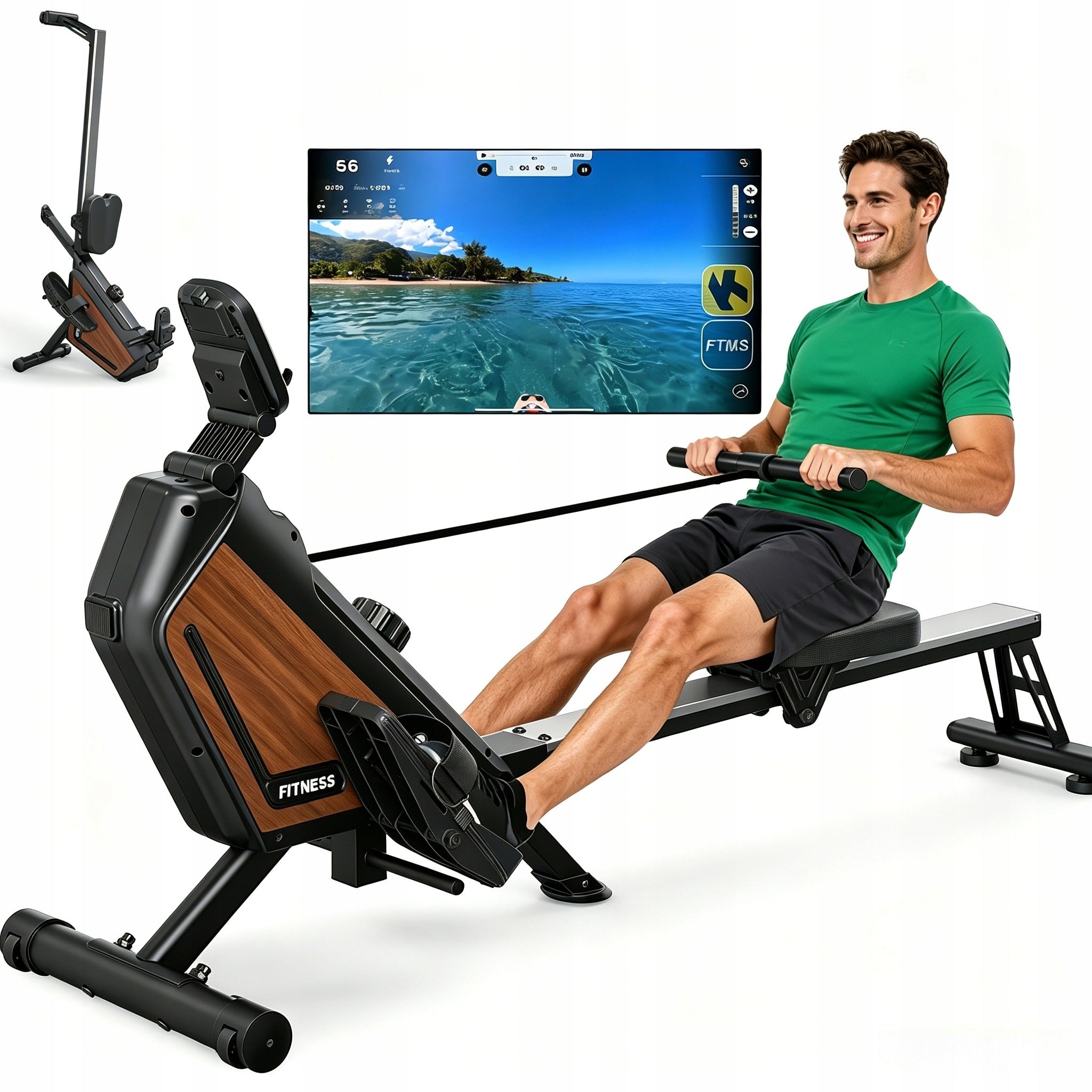 Magnetic Rowing Machine | 160kg Capacity | Fits Up to 200cm Tall