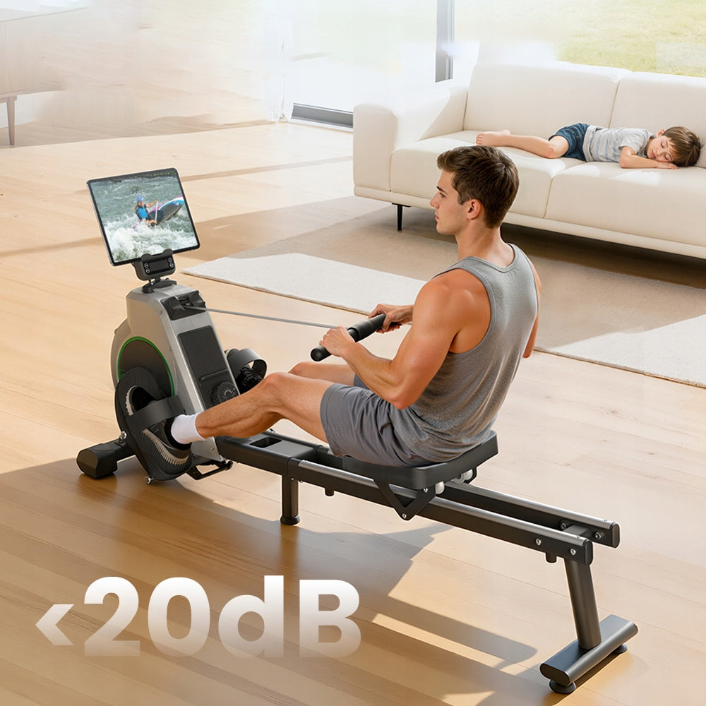 Magnetic Rowing Machine Crane LCD Dual Track Professional 16 Levels with App Packaging status original