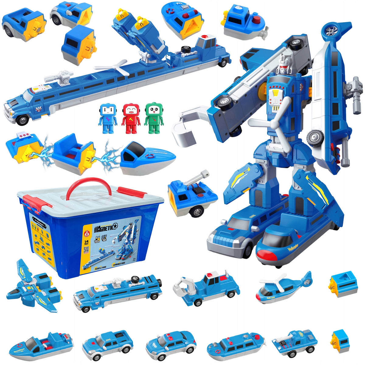 Magnetic blocks, police vehicles Trifox