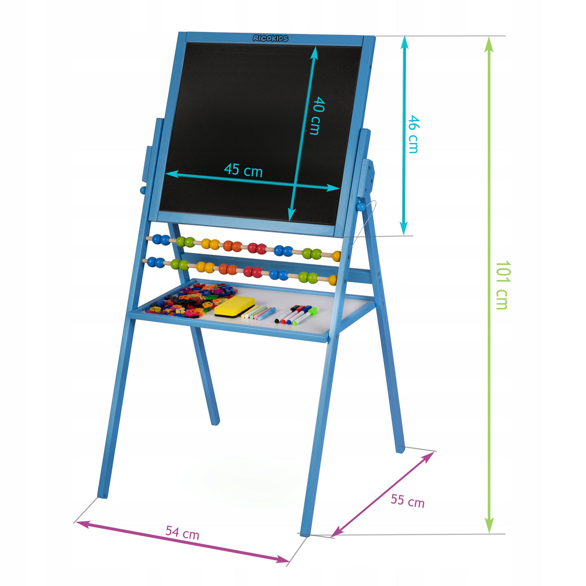 Magnetic chalk rotary board Ricokids - blue Manufacturer code 780001