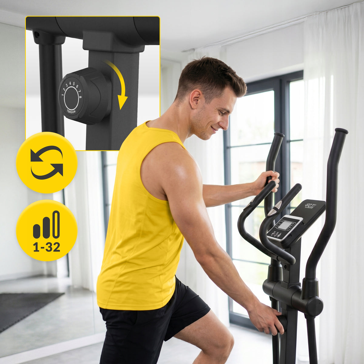 Magnetic elliptical cross trainer Home Elliptical Exercise Bike Training Manufacturer code Orbitrek magnetyczny do domu MY-PRO czarny