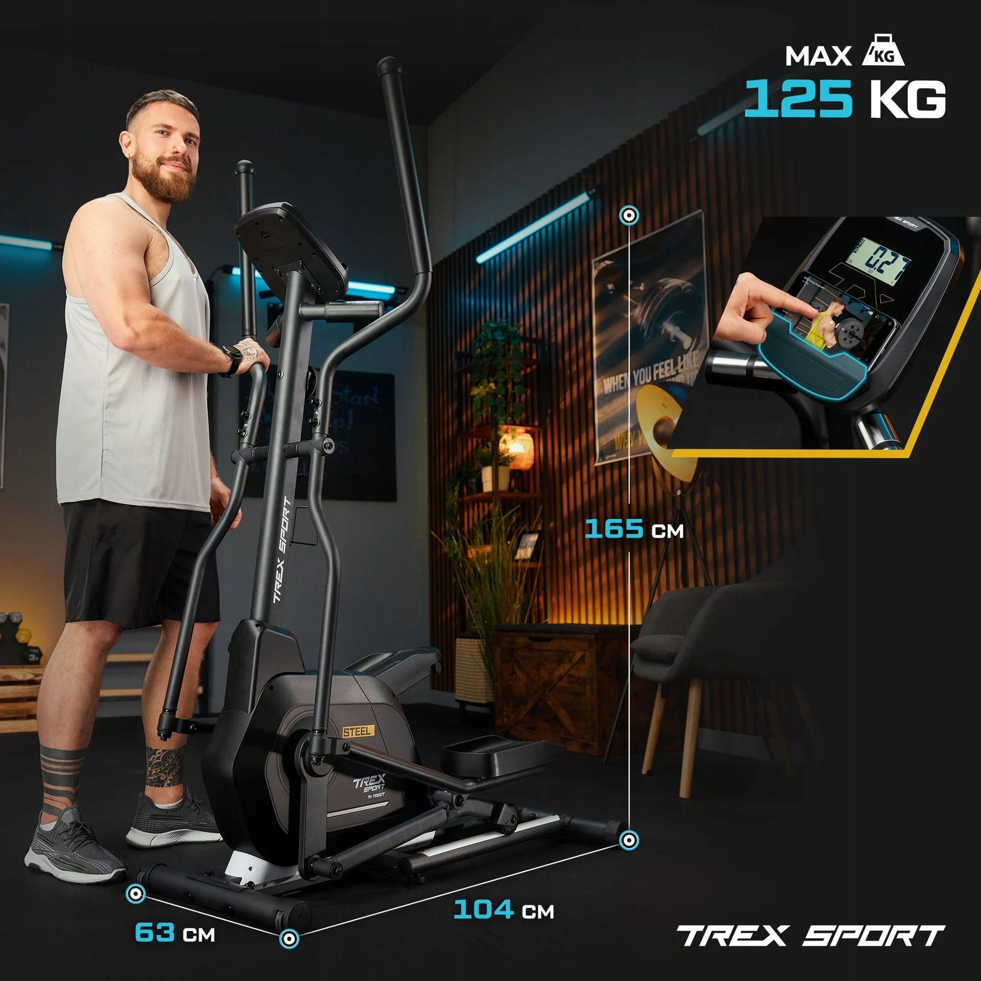 Magnetic elliptical trainer orbi-trek 125kg Bluetooth Steel Trex Sport Packaging status original