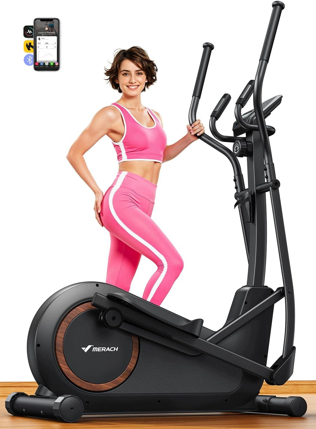 Magnetic home elliptical cross trainer MERACH 16 levels of resistance Bluetooth 150 kg