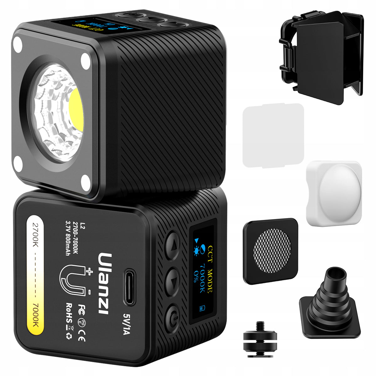 Magnetic mini LED lamp ULANZI L2 Bi-Color COB 3,5W + accessory set
