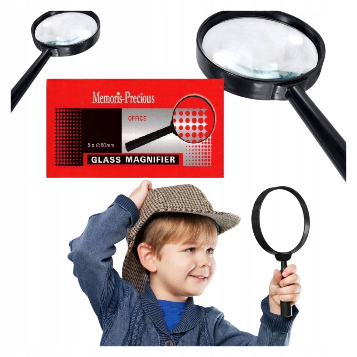 Magnifier 8 cm 5x Office Products Reading Glass Science 2 Pack Packaging status original