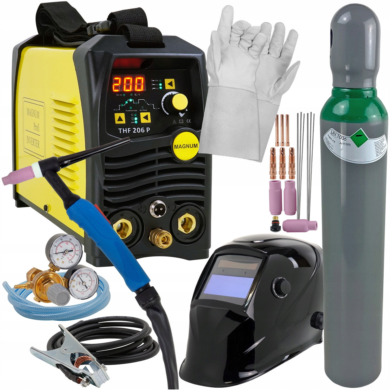 Magnum THF 206P DC HF inverter welder TIG DC kit with PULSE 200A 230V
