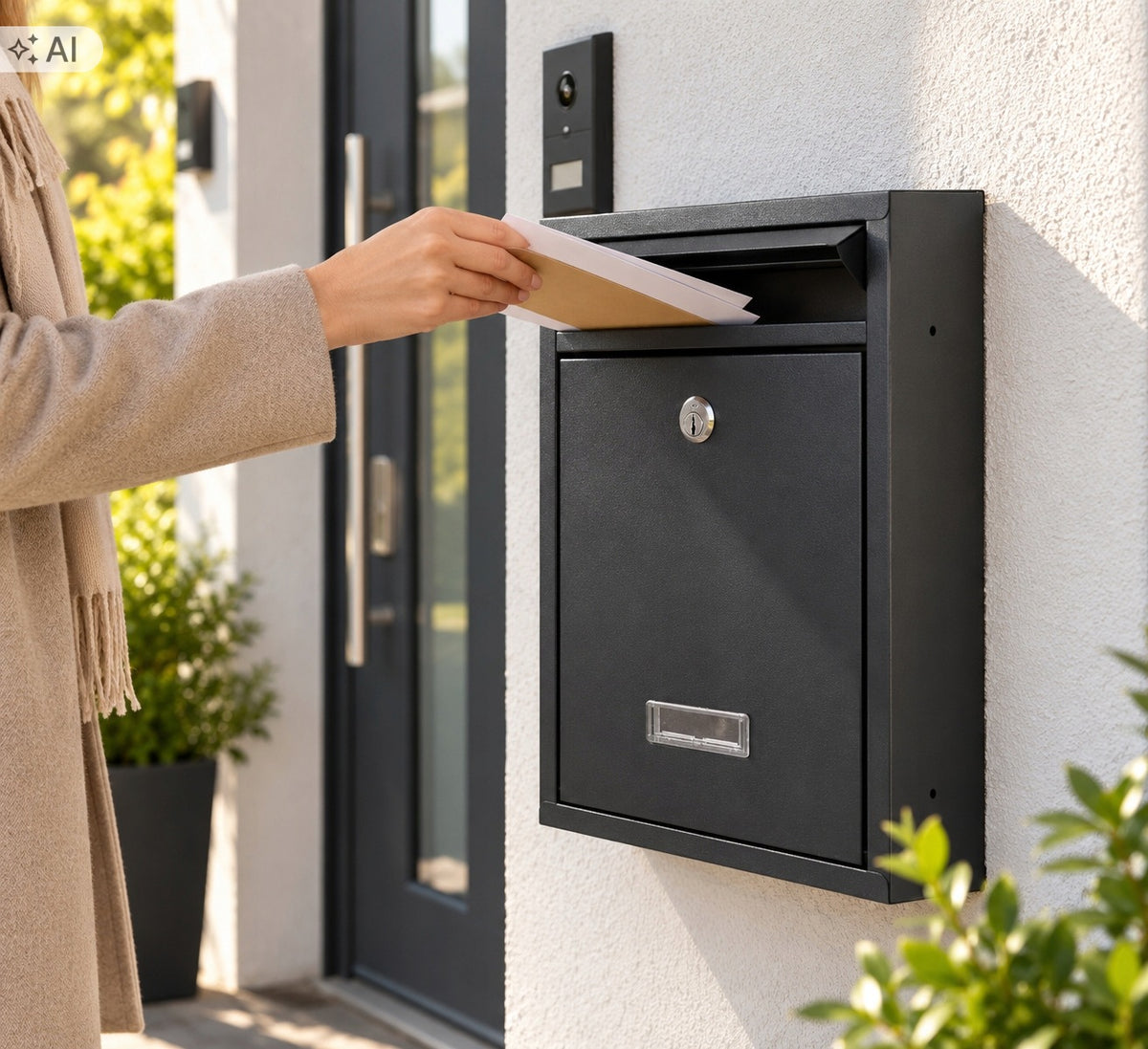Mailbox Metal Black for Home for Newspaper Mail Packaging status original