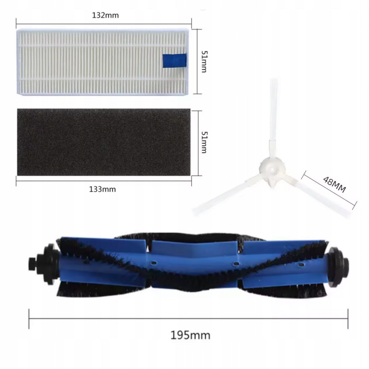 Main brush set side filters for Tefal X-Plorer S95 RG7975WH RG7987 Manufacturer code KAT00128