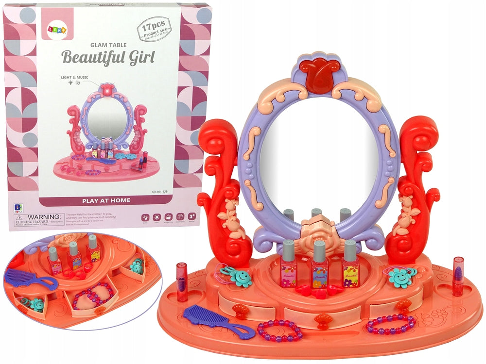 Makeup Dressing Table With Mirror Light Sound Rose