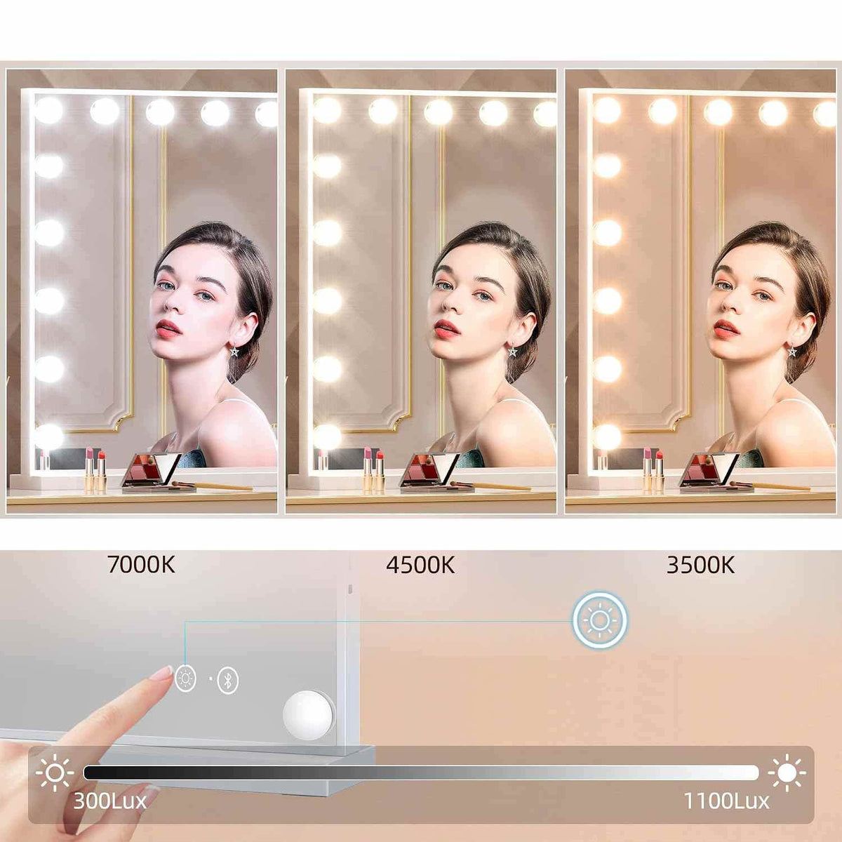 Makeup Mirror Illuminated Hollywood 80x62cm 18xLED BT Music! EAN (GTIN) 8721154160502