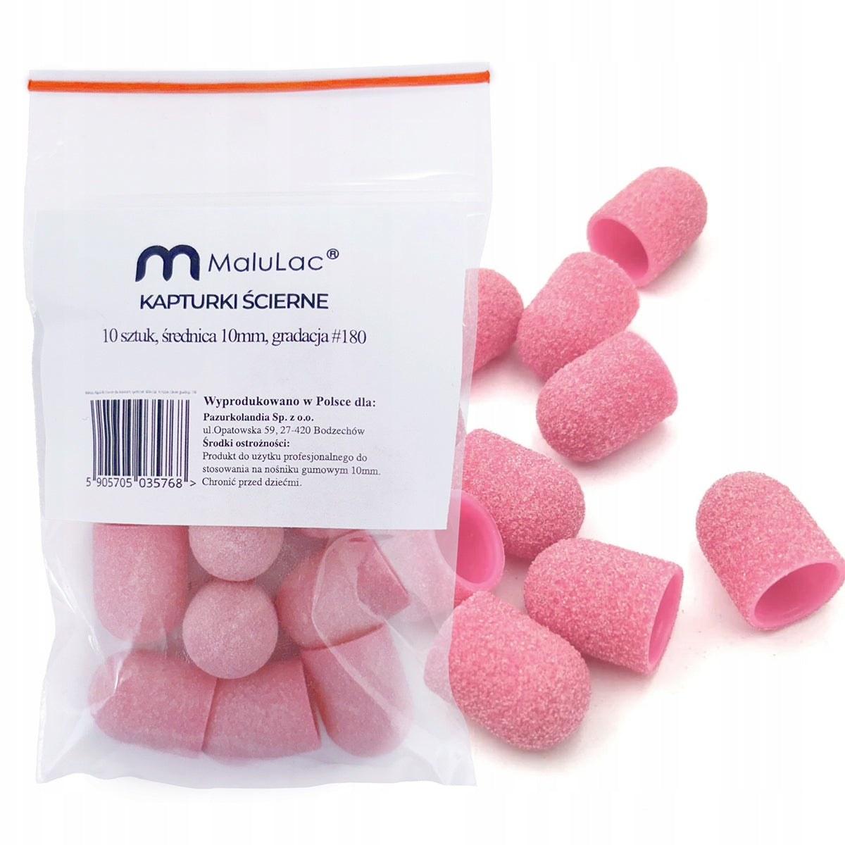 MaluLac 50x Abrasive caps for rubber carrier pedicure 10mm 180 Color pink