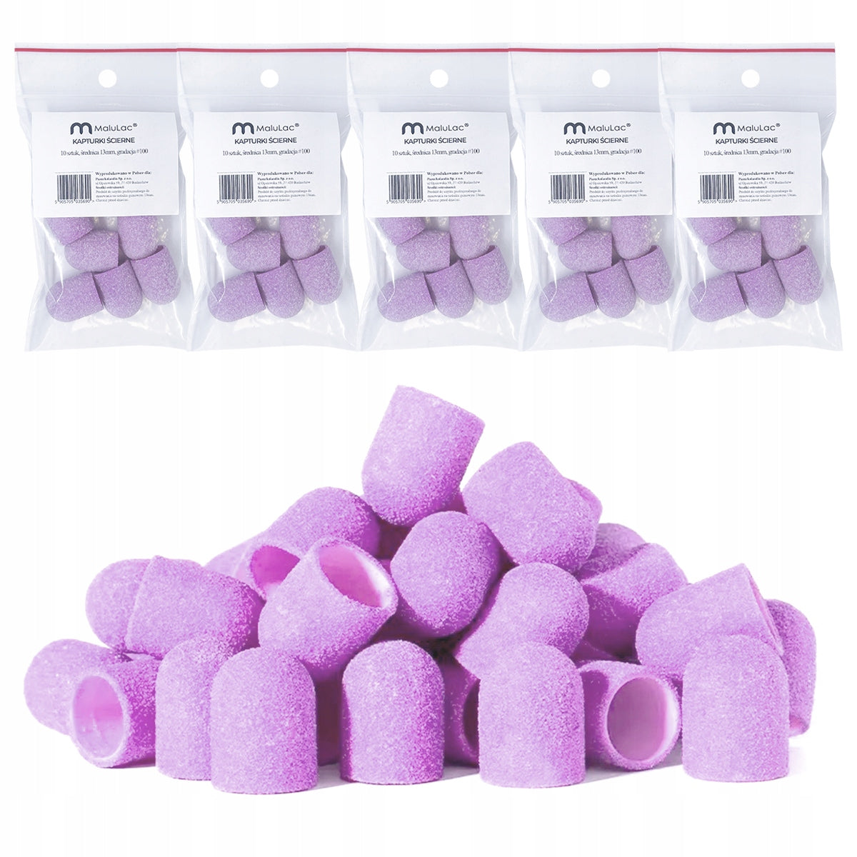 MaluLac 50x Abrasive caps for rubber carrier pedicure 13mm 100