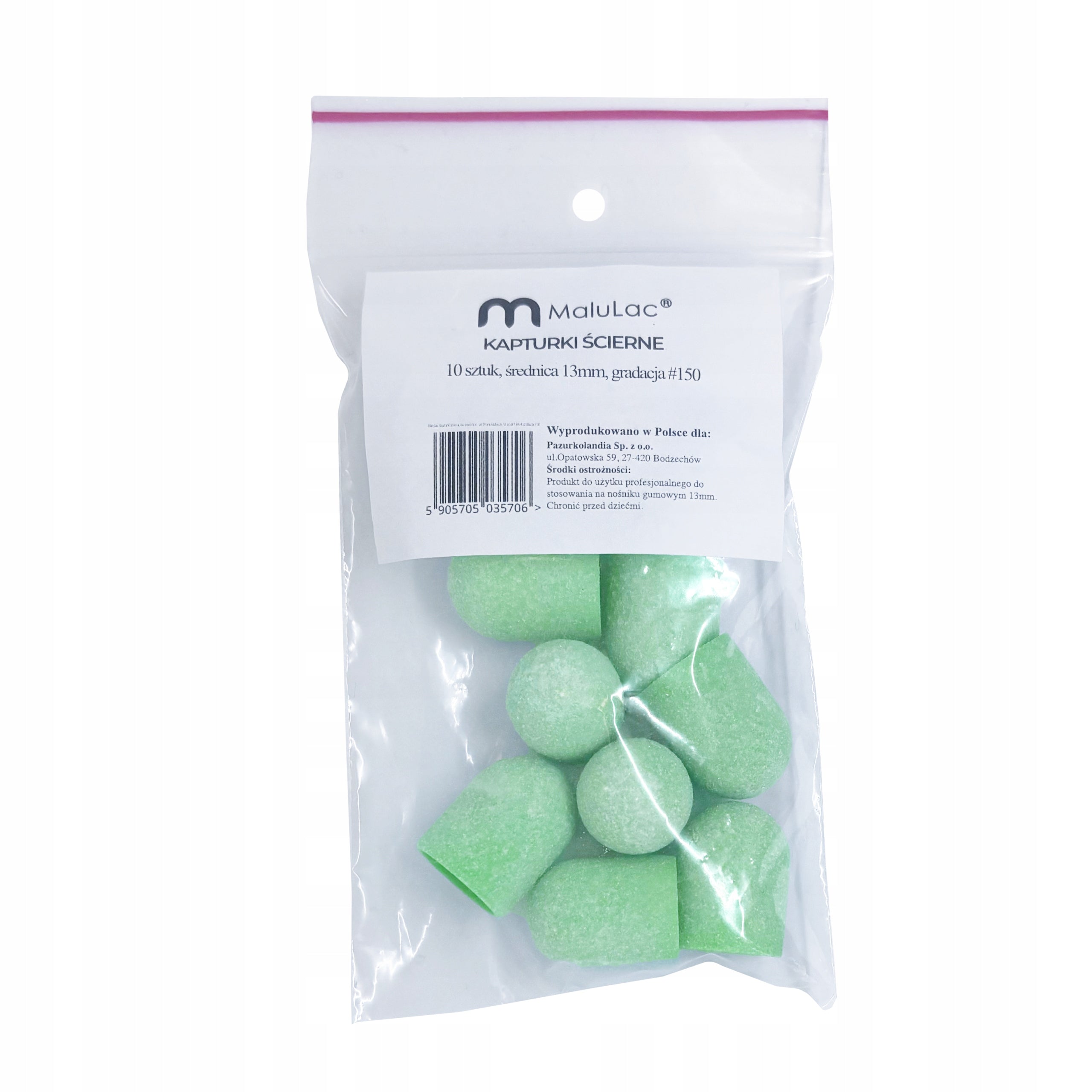 MaluLac 50x Abrasive caps for rubber carrier pedicure 13mm 150 Packaging status original