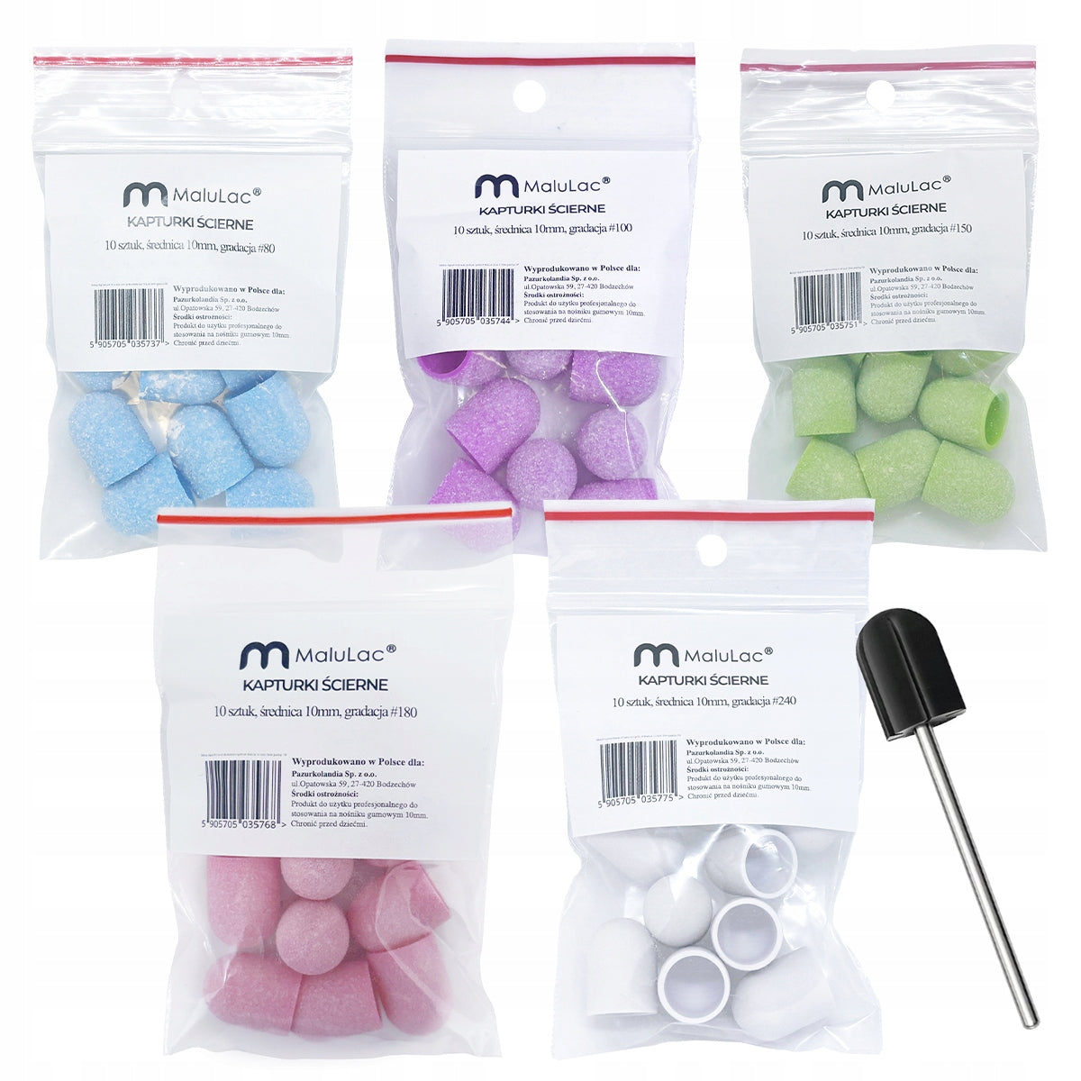 MaluLac SET 50x CAPS Abrasive pads for pedicure 10mm + carrier