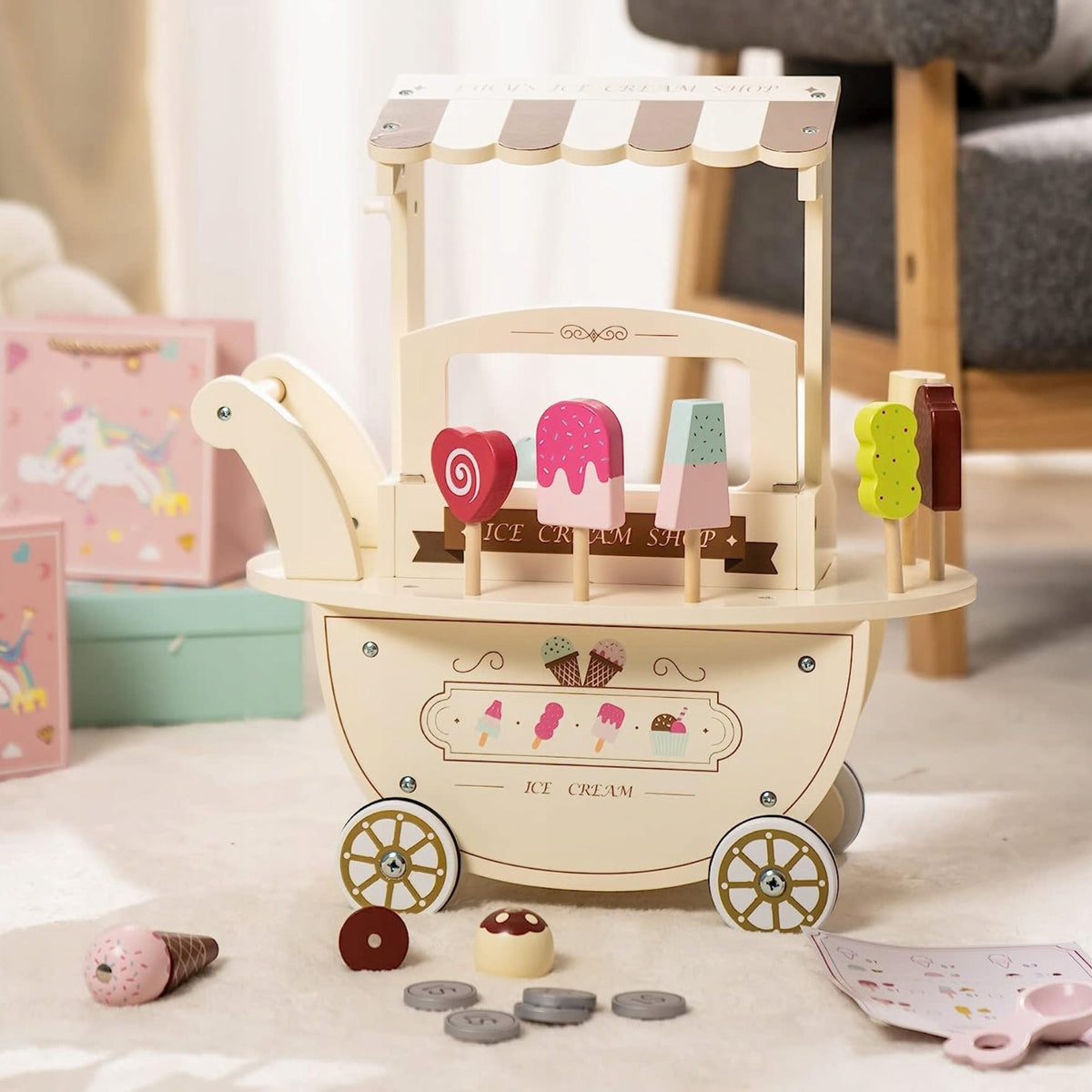 Mamabrum WOODEN EDUCATIONAL ICE CREAM MAKER ICE CREAM SET FOR KIDS 3+ Manufacturer code MAM16 CART