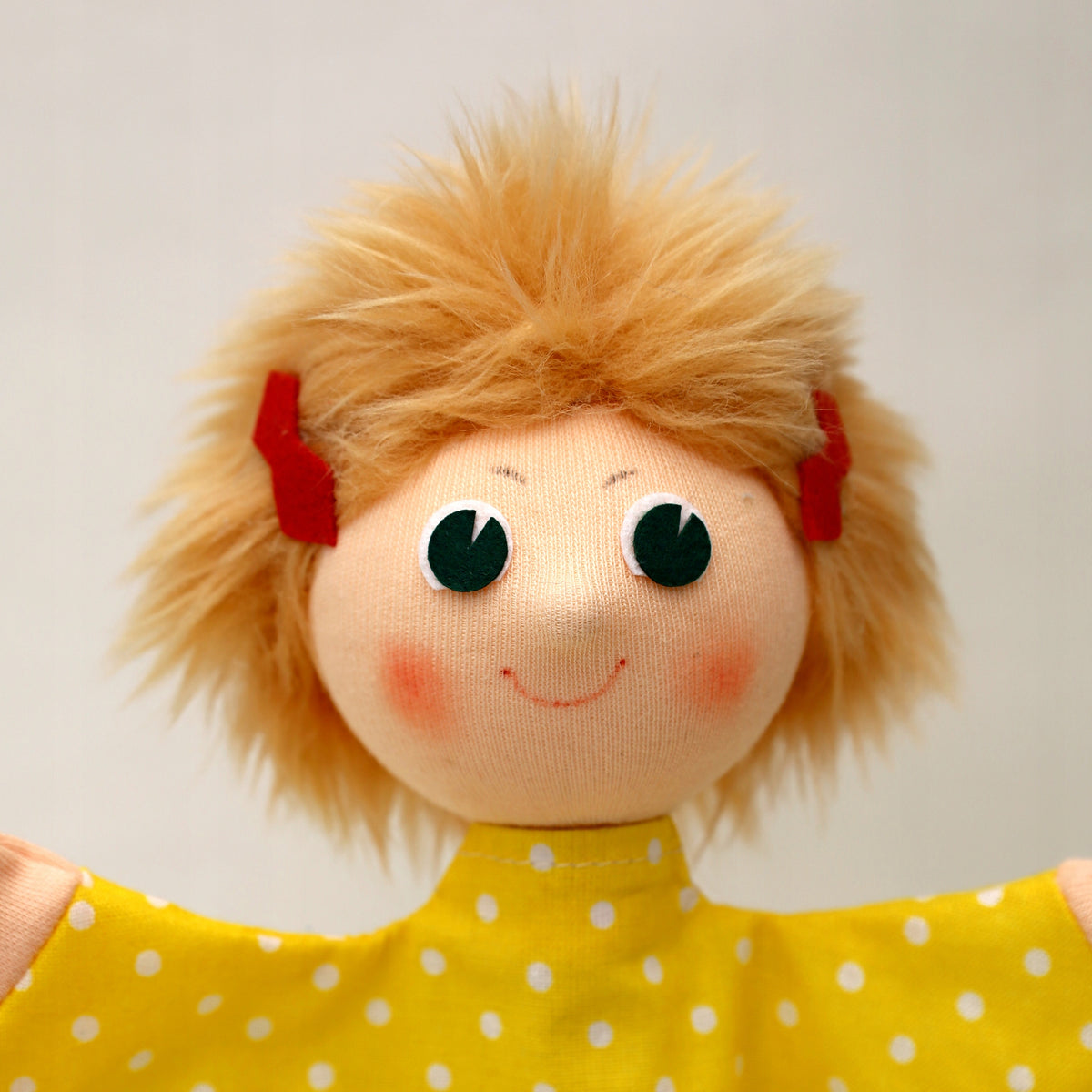 Maňásek na ruku Holka 28 cm, žlutý, 22895B Kid's age 3＋ years