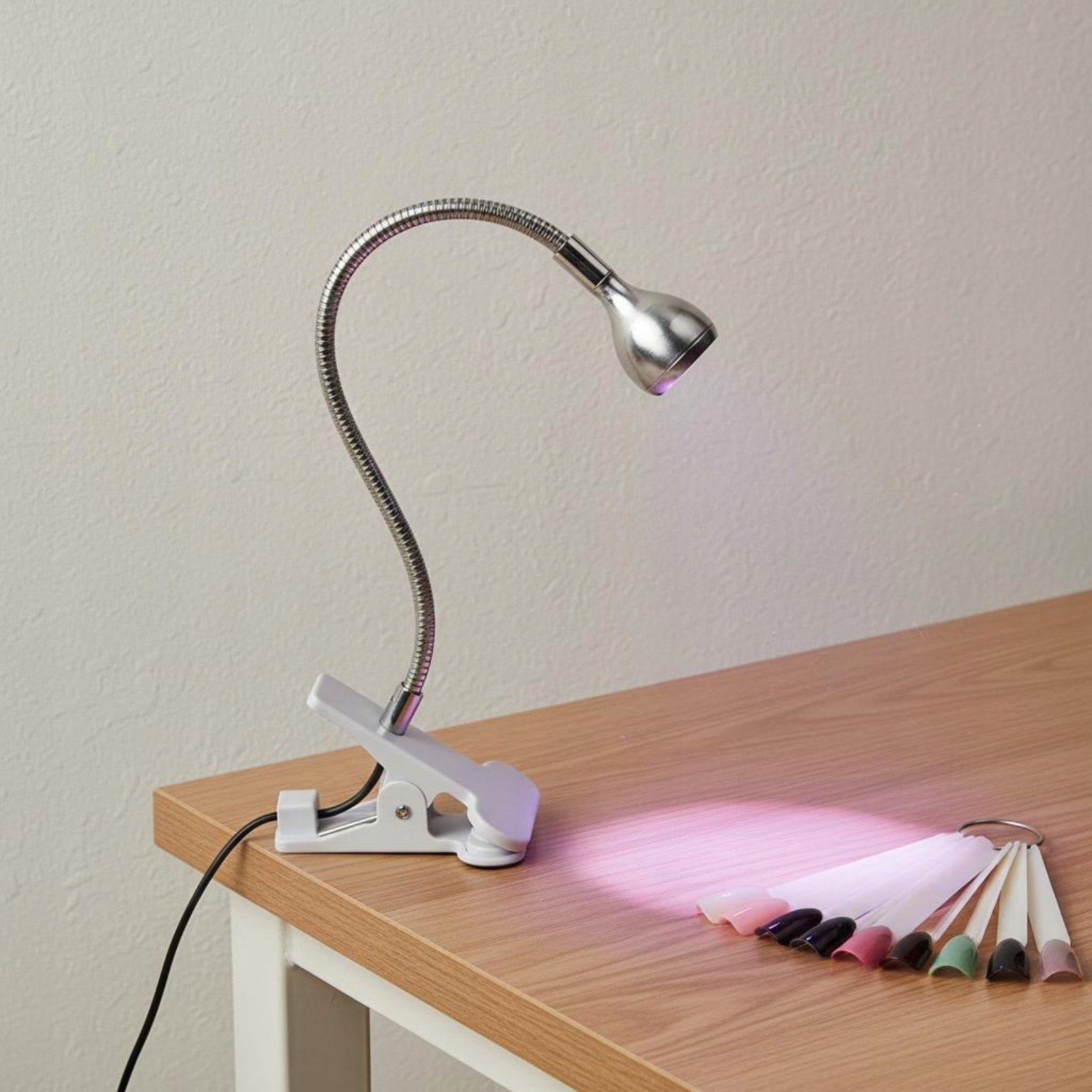 Manicure Table Lamp with USB Clip Adjustable Silver 5W Boxed White Wire Medical device no