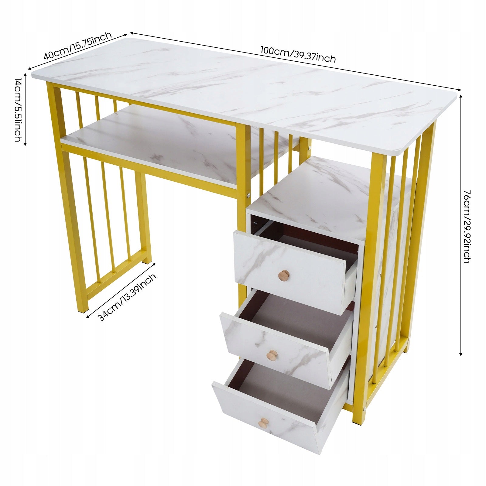 Manicure Table Marbling Texture Manicure Desk with 3 Drawers 100*40*76cm Manufacturer code fdgf frd