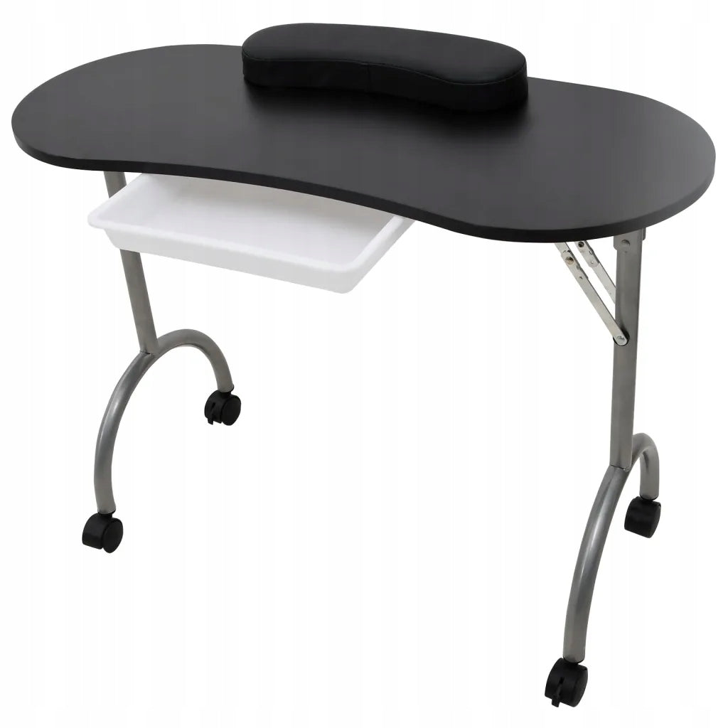 Manicure table with pillow and drawer, black, 90x37x68 cm