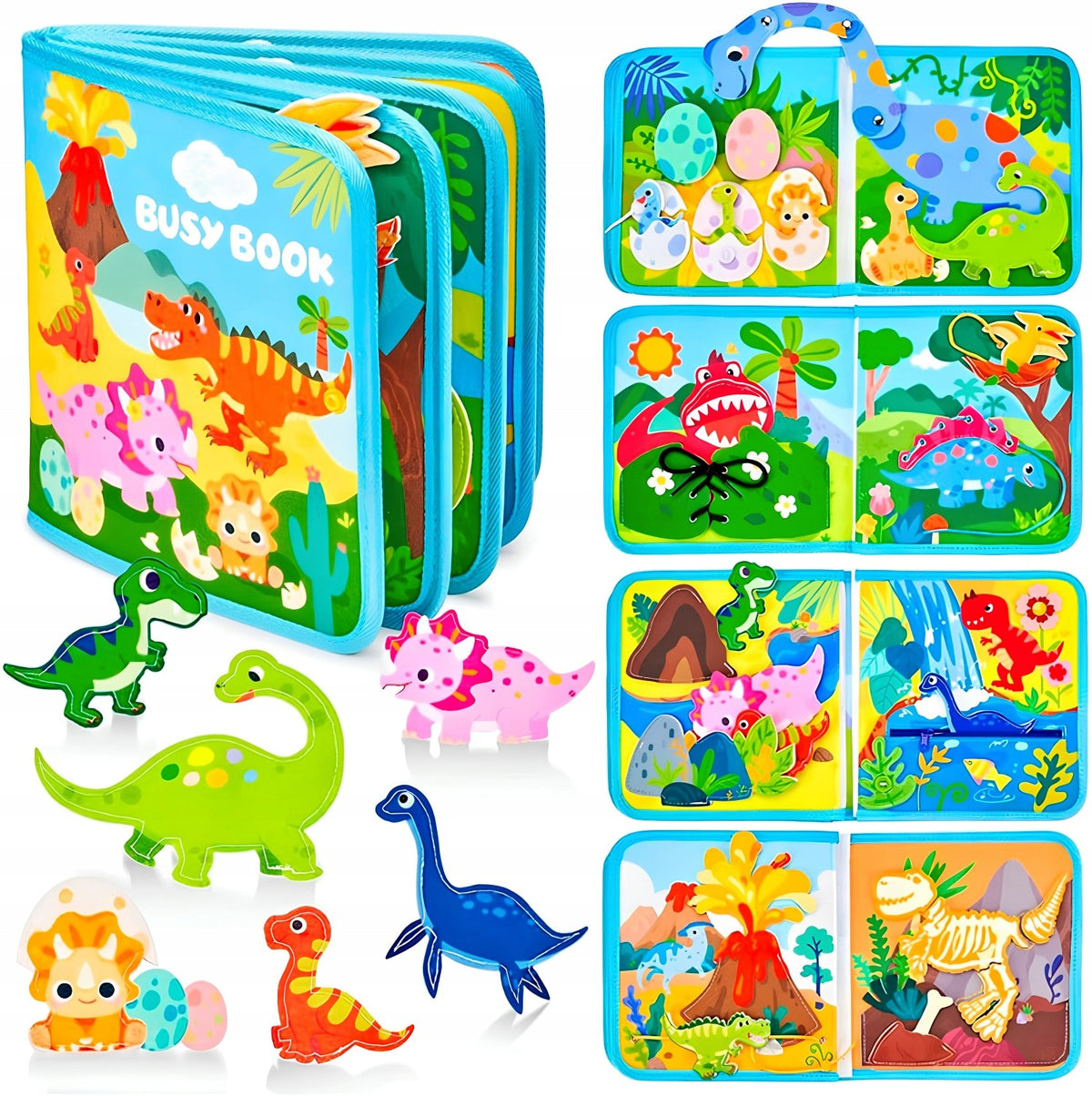 Manipulation Board Sensory Book Montessori Dinosaur For Children