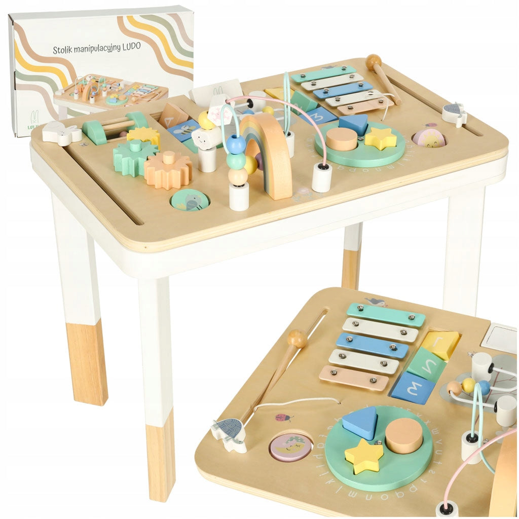 Manipulation Board Wooden Sensory Wooden Table Montessori 2in1