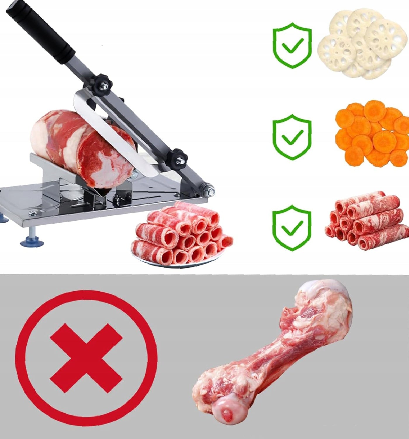 Manual Frozen Meat Slicer, Machine,Adjustable Thickness Slicer Brand no brand