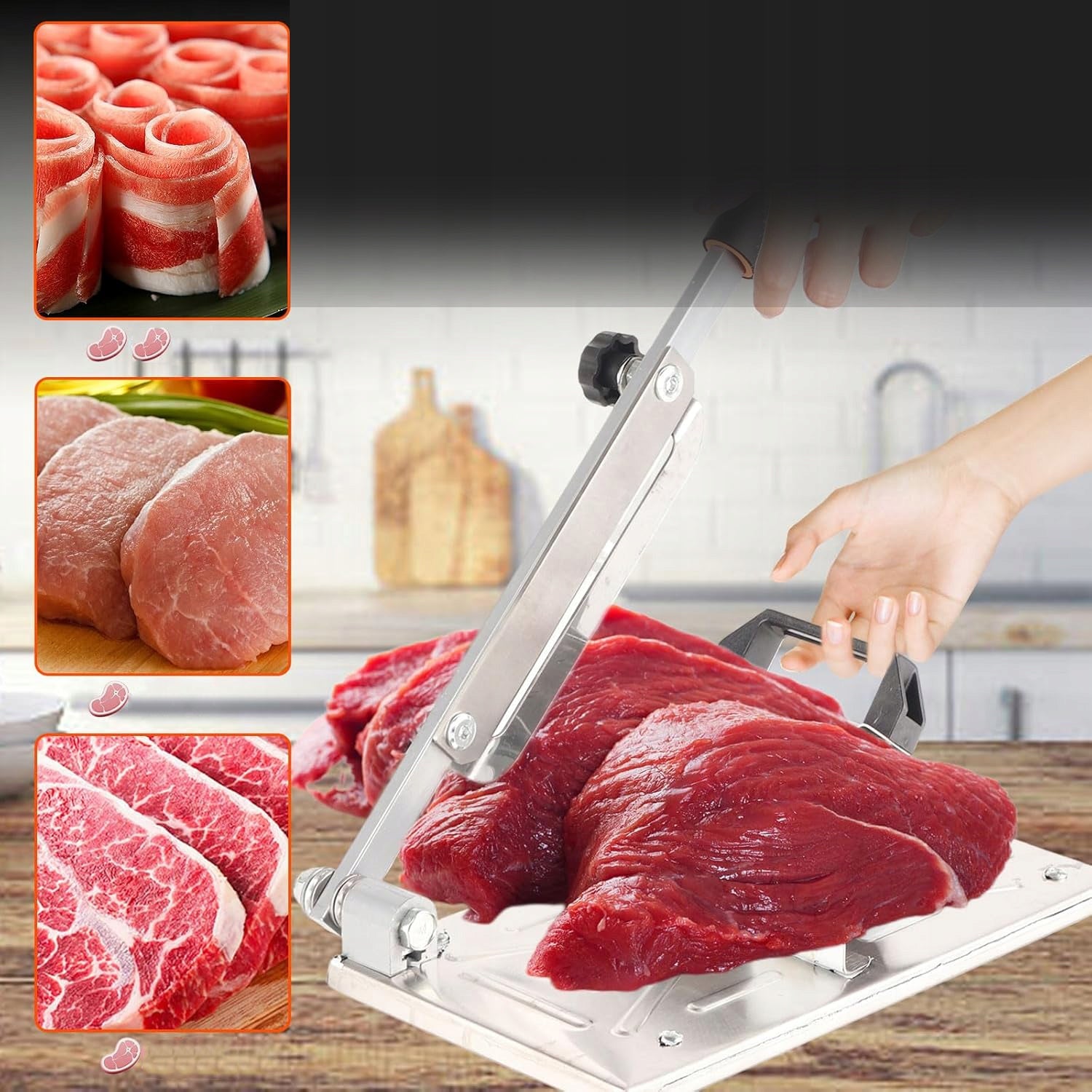 Manual Frozen Meat Slicer, Machine,Adjustable Thickness Slicer Packaging status original
