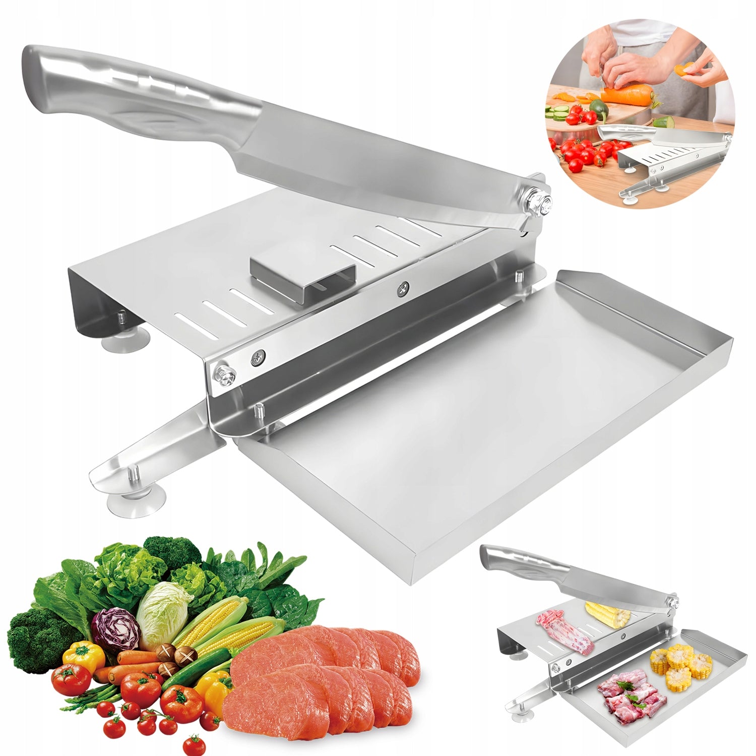 Manual Meat Slicer, Homemade Manual Meat Slicer, Silver