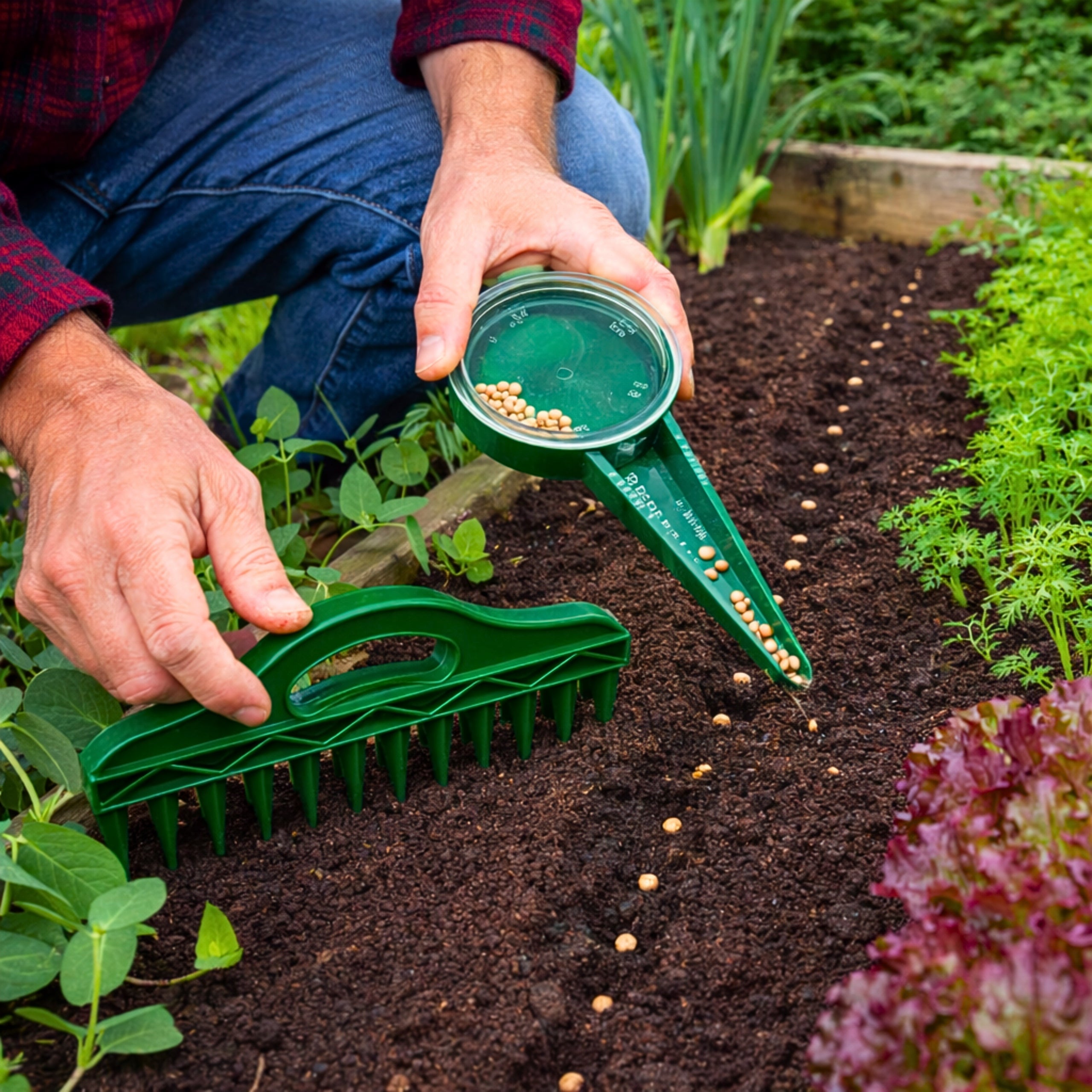 Manual Planter For 12 Holes Punch Garden Seeder Vegetables And Plants Brand RuiXing