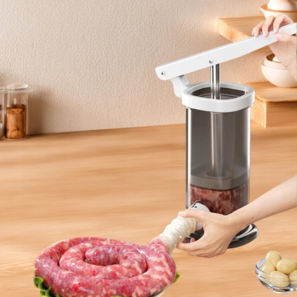 Manual Sausage Stuffer Machine Vertical Homemade Sausage Maker Sausage Gray