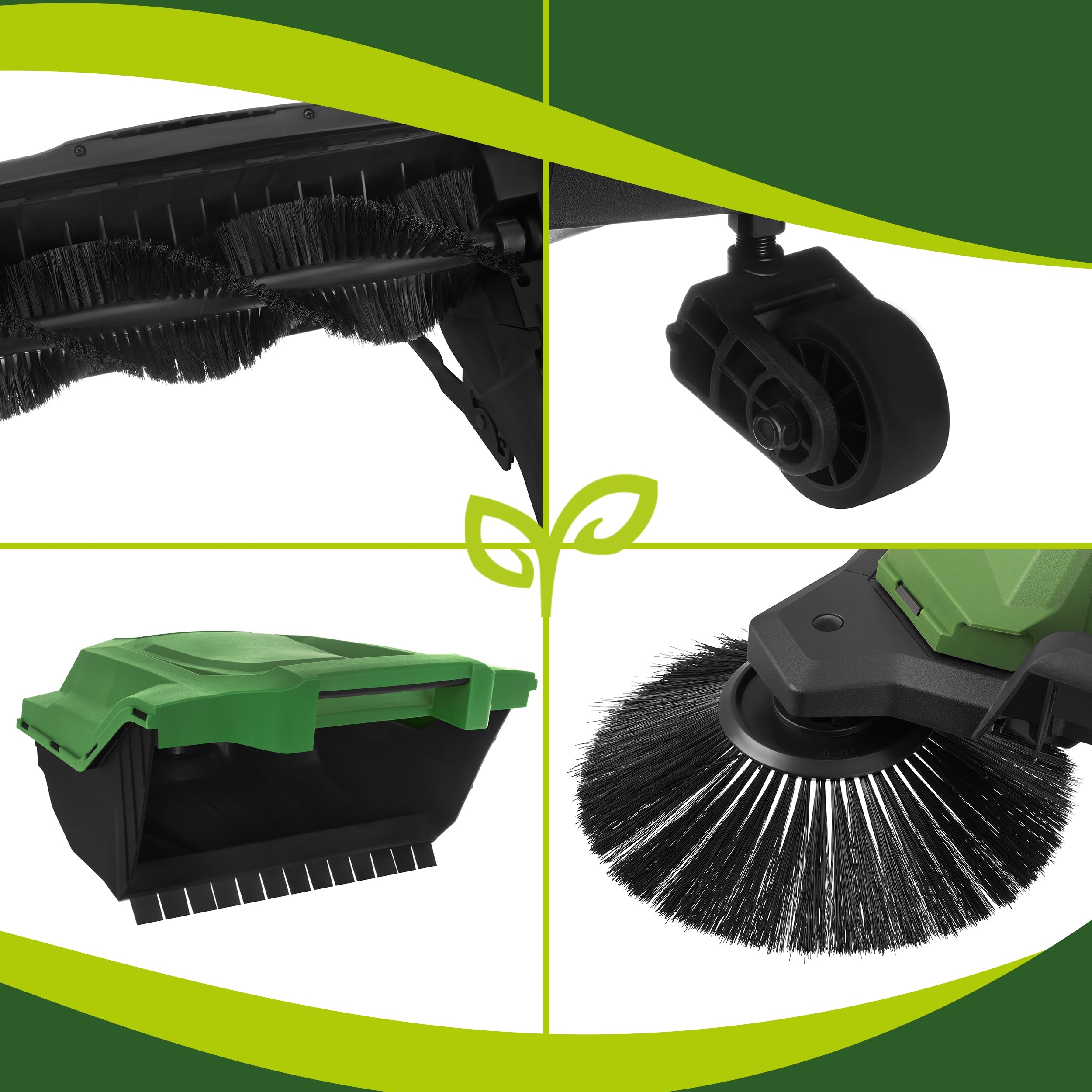 Manual Sweeper for Terrace Sidewalk Cube Leaf Collector 3 Brushes 68cm Packaging status original