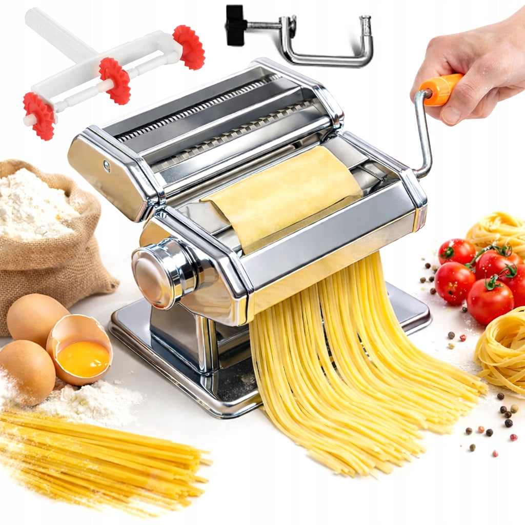 Manual pasta and dough machine stainless steel rolling adjustment