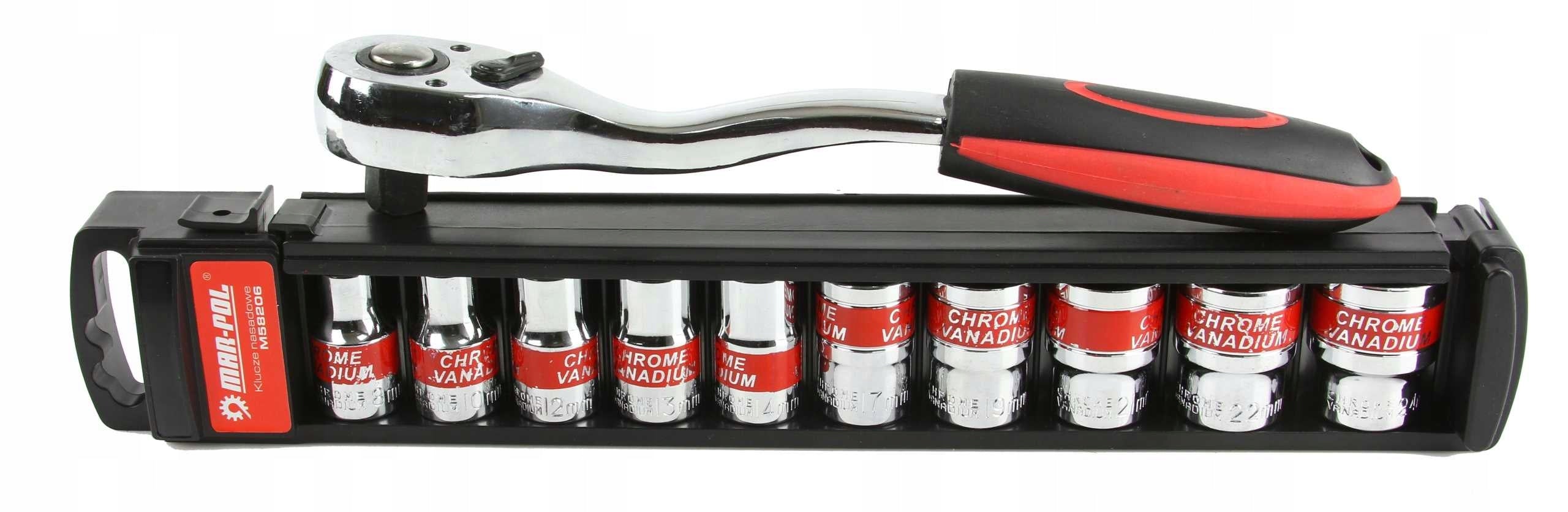 Mar-Pol Socket Wrench Set 1/2'' 8-24mm 12-piece with Ratchet Brand Mar-Pol
