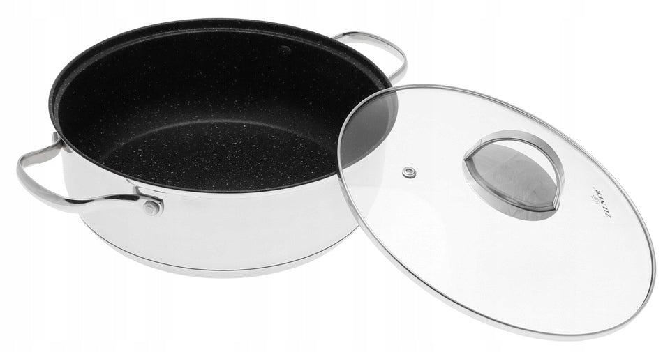 Marble POT Low Flat NONSTICK 22cm 2,8l INDUCTION Gas 7402 Capacity 2.8 l