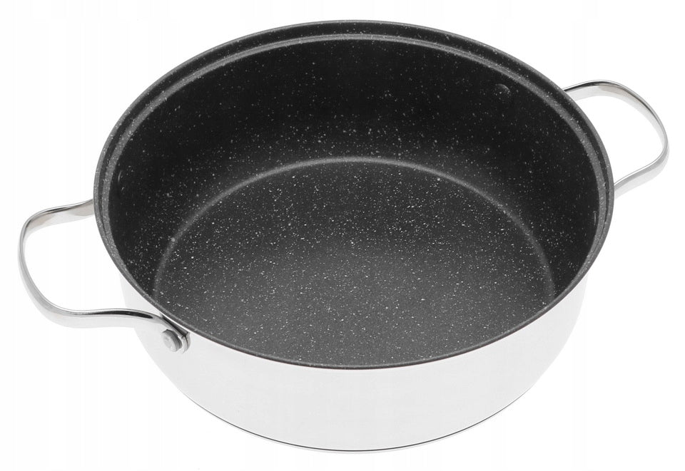 Marble POT Low Flat NONSTICK 22cm 2,8l INDUCTION Gas 7402 Kind traditional pot