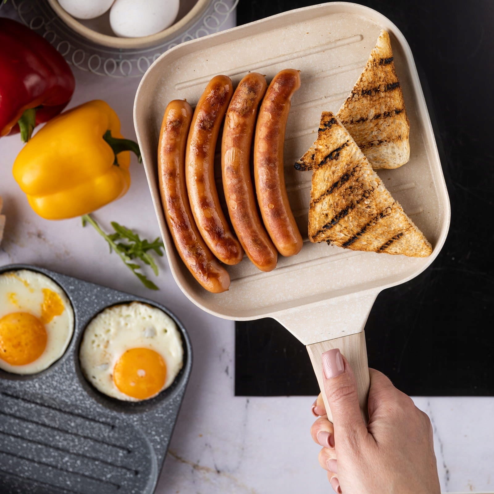 Marbled Grill Pan with Nonstick Coating Beige Induction Brand Klausberg