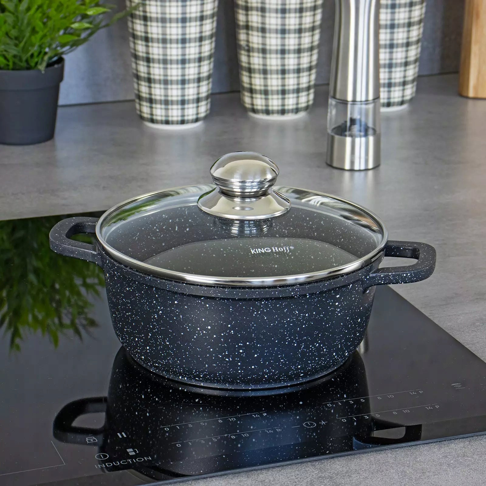 Marbled pot, Ø24cm 4,5l black Kinghoff Brand Kinghoff