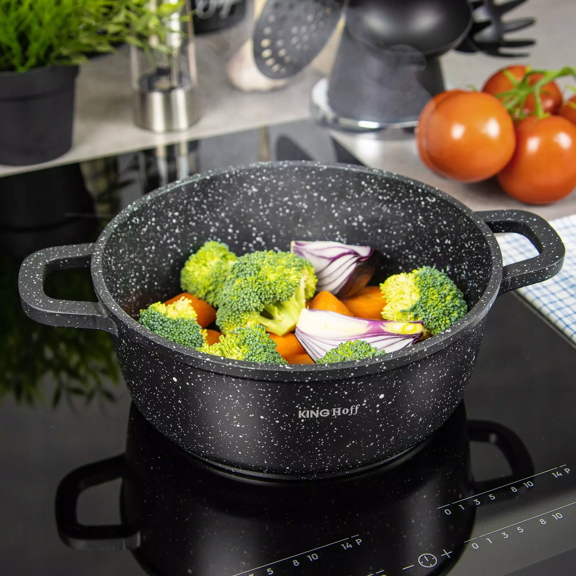 Marbled pot, Ø24cm 4,5l black Kinghoff Capacity 4.5 l