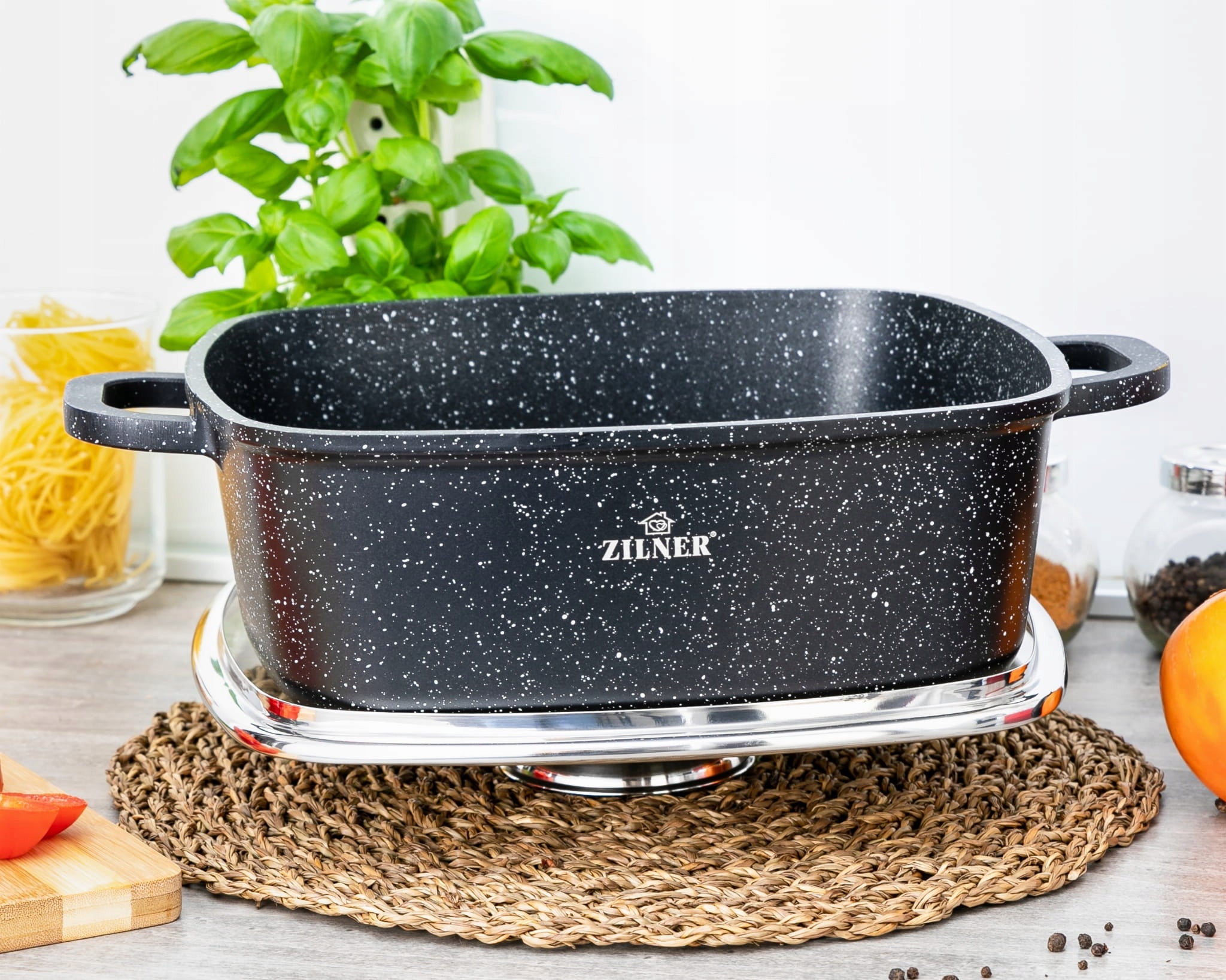 Marbled pot lid pan square 6.5L 28cm induction gas ZILNER Brand Zilner