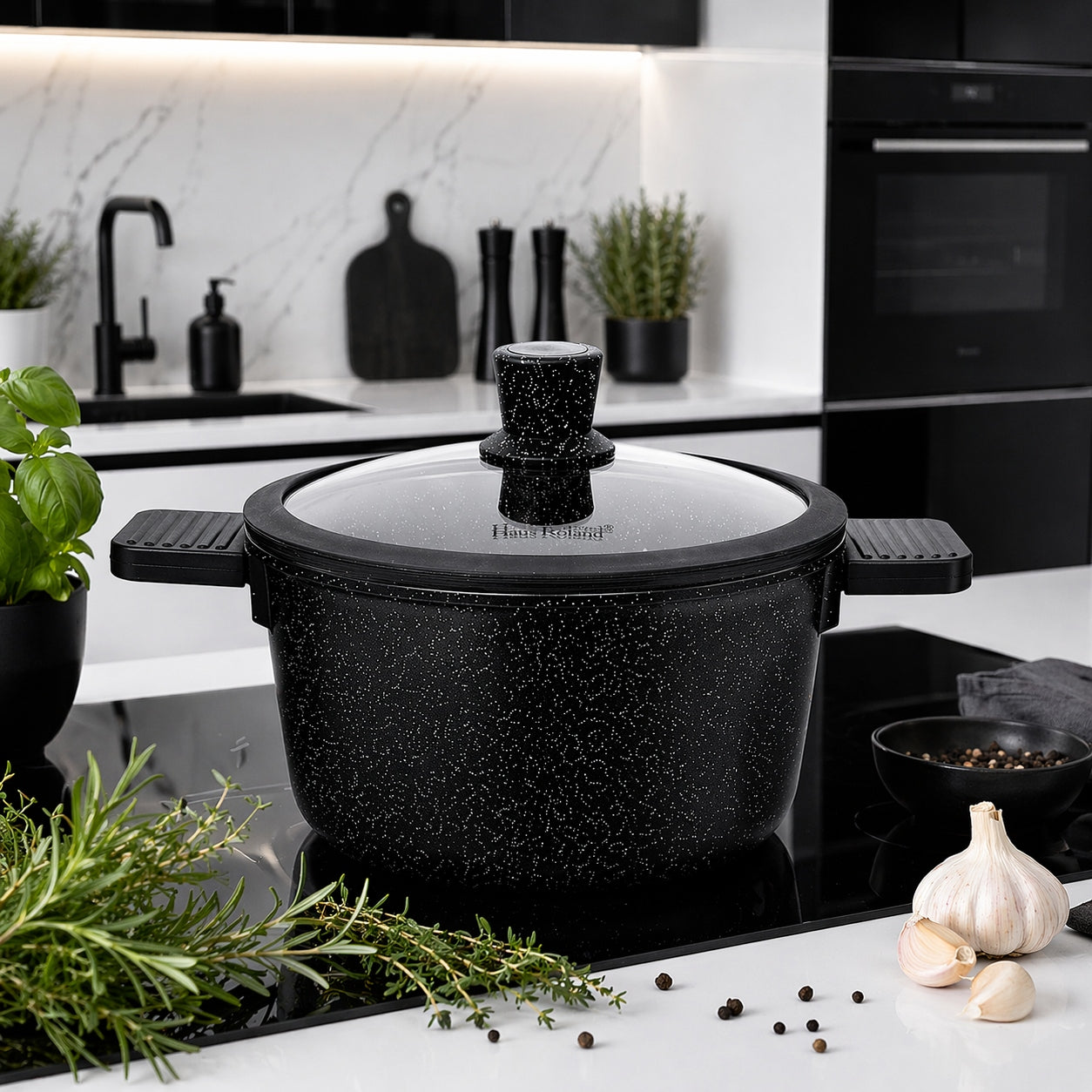 Marbled pot with lid traditional 24CM GAS INDUCTION POTS Manufacturer code HR158-1