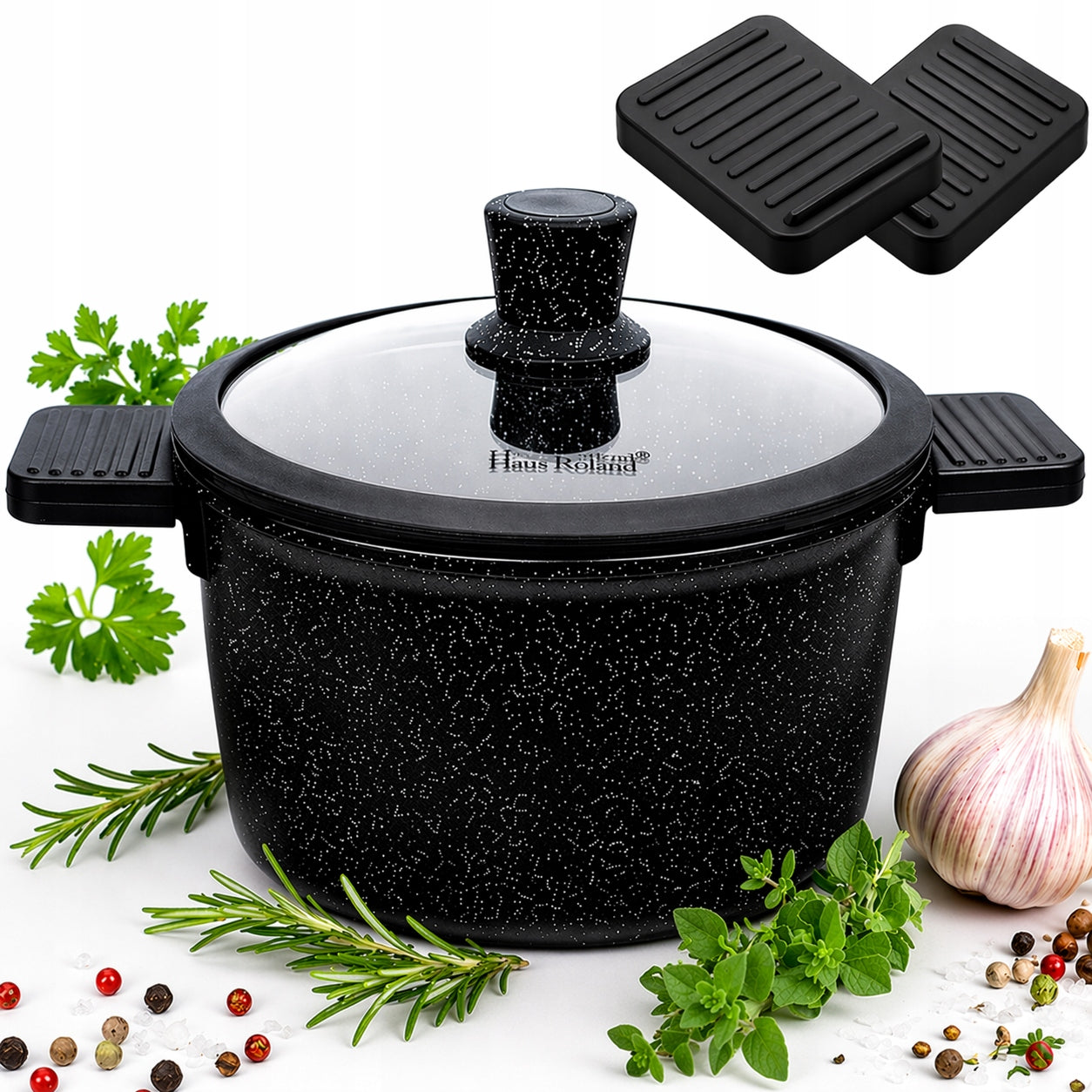 Marbled pot with lid traditional 24CM GAS INDUCTION POTS