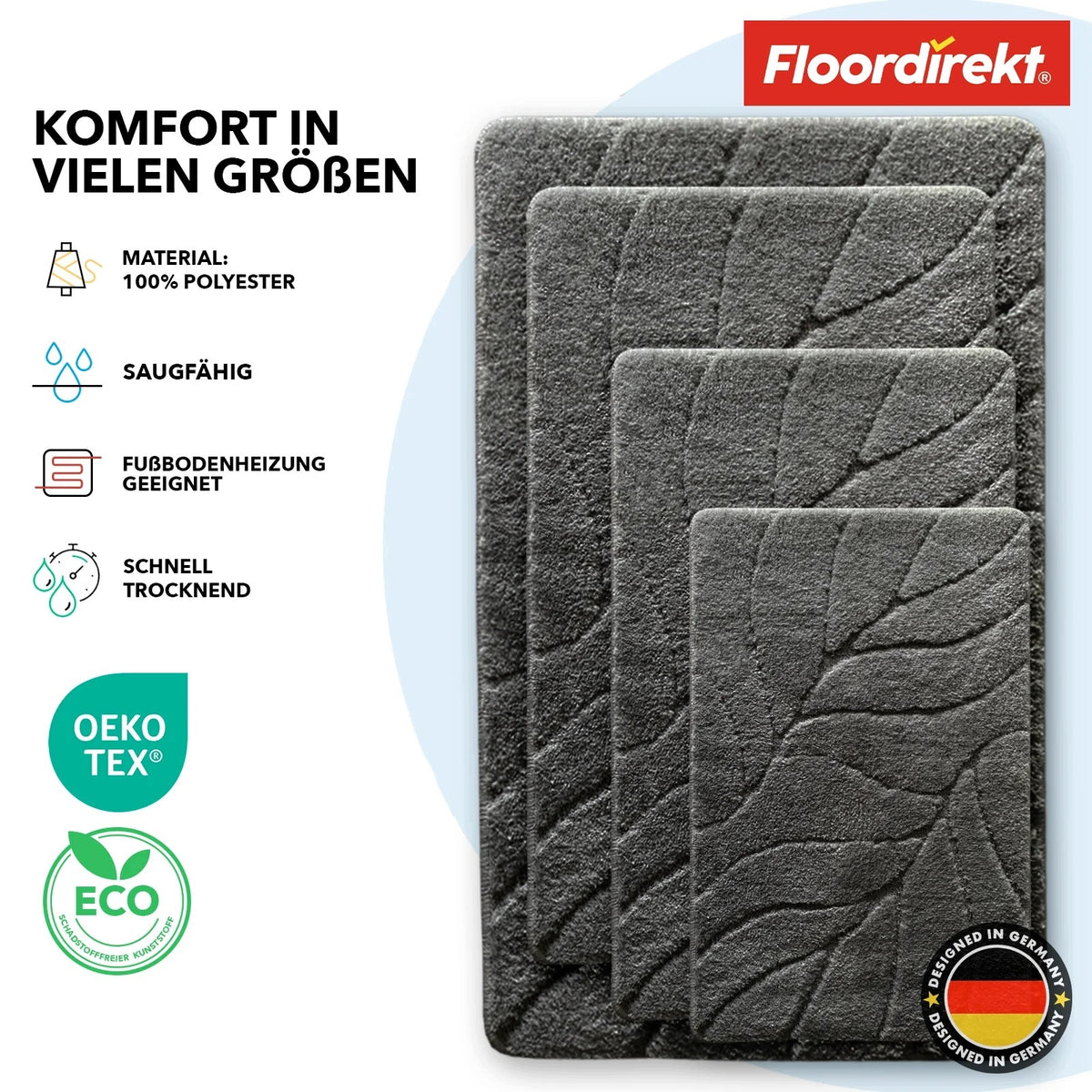 Maris Bath Mat Fluffy Bath Mat 50 x 80 cm Dark Grey Product width 50 cm