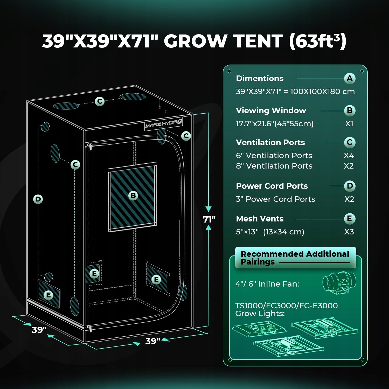Mars Hydro 100x100x180cm Smart Growbox Grow Kit|300W EVO LED+iControl 2.0 Manufacturer code FC-3000-SET-260427