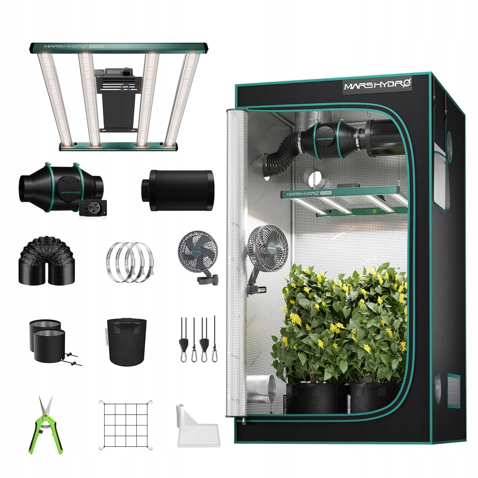 Mars Hydro 100x100x180cm Smart Growbox Grow Kit|300W EVO LED+iControl 2.0