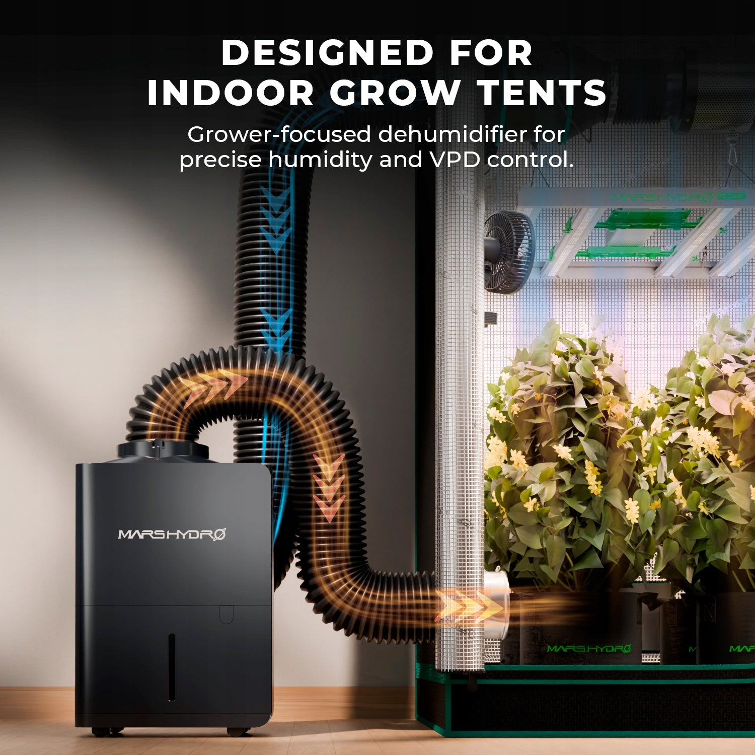 Mars Hydro 12L/Day Dehumidifier for Grow Tent Smart Control via iControl2.0 Manufacturer code MH-Dehumidifier