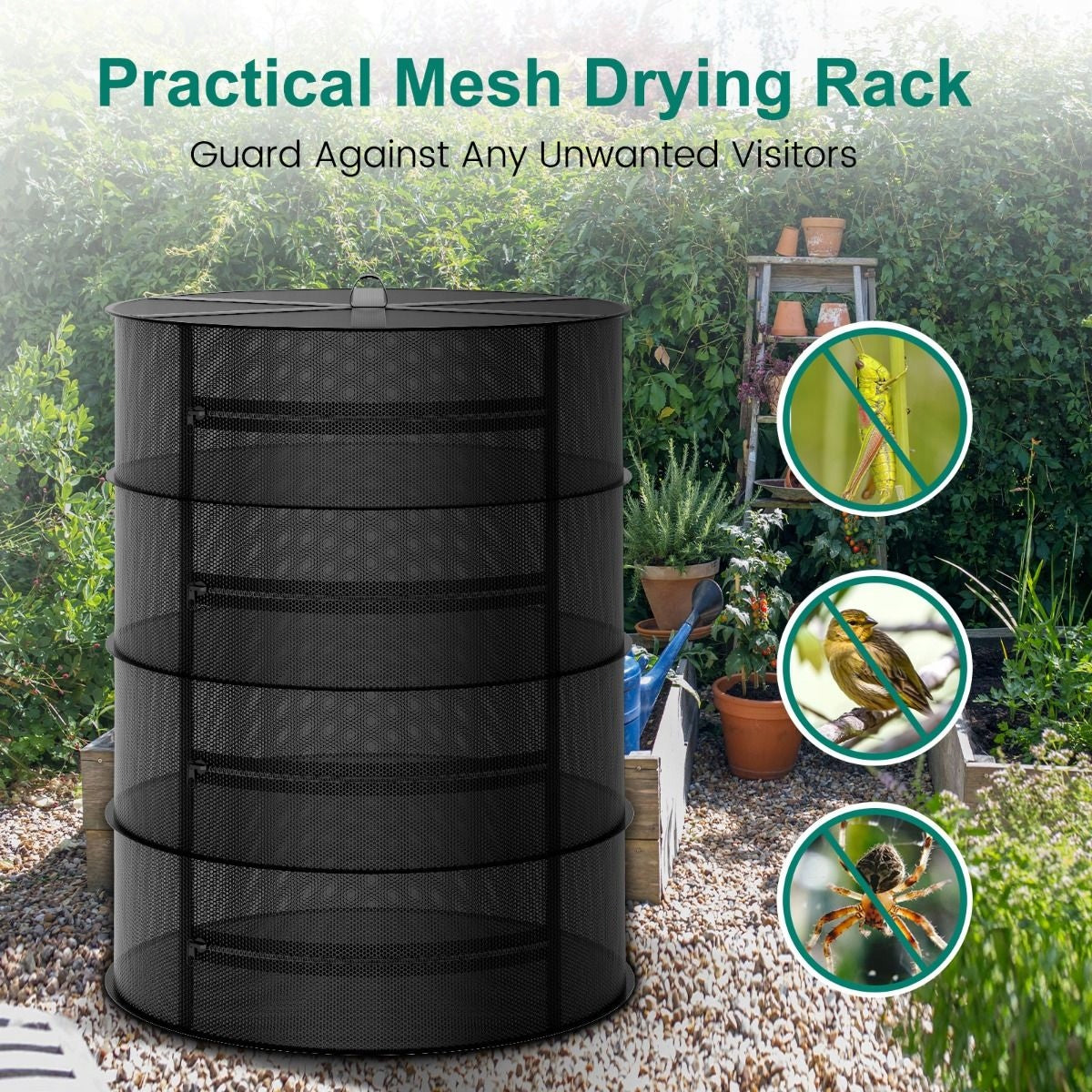 Mars Hydro 4-Layer Herbs Drying Net Folding Dry Rack With Pruning Shears Total height 80 cm