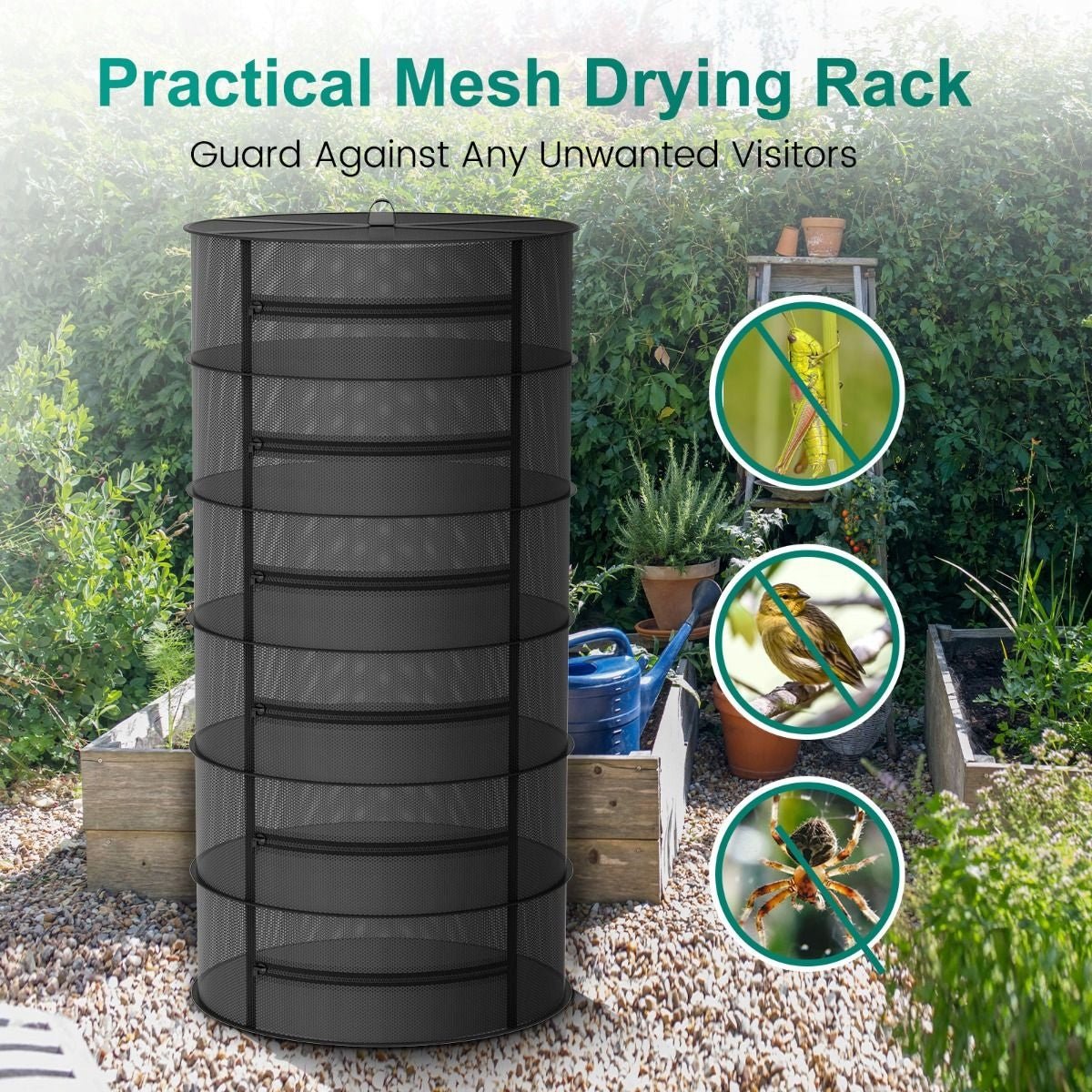 Mars Hydro 6-Layer Herbs Drying Net Folding Dry Rack With Pruning Shears Total height 80 cm
